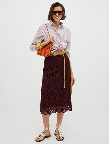 Jupe en jersey macramé - rouge - MAX&Co.
