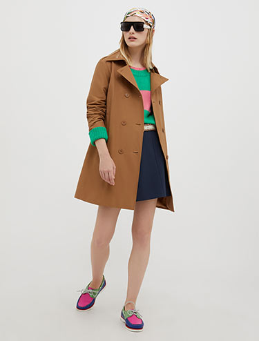 Trench-coat à double boutonnage en ottoman - beige - MAX&Co.