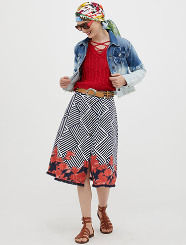 Jupe en coton à motifs - fantaisie bleu marine - MAX&Co.