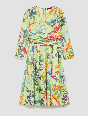 Robe-chemise en popeline de coton - fantaisie vert chartreuse - MAX&Co.